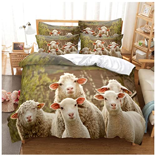zxiany Schaf-Bettwäsche-Set für Schlafzimmer, weich für das Bett, Zuhause, bequemer Bettbezug, hochwertiger Bettbezug und Kissenbezug 135x200cm Einzel