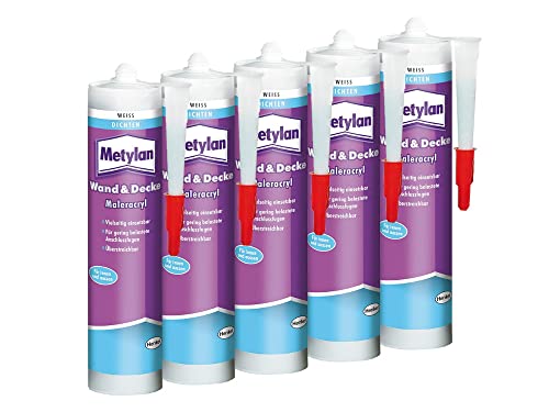 Metylan Maler-Acryl Wand & Decke, für innen und außen, weiß, überstreicbar; 5x300ml