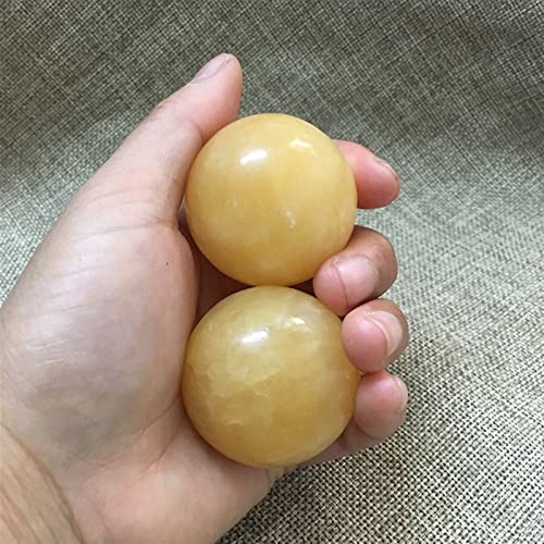 1 Paar 50 mm natürlicher Jade-Baoding-Ball, Fitness, Handball, Quarz, Kugel, Entspannung, Hand- und Handgelenk-Übung, Massagestein amethyst stone (Color : Yellow)