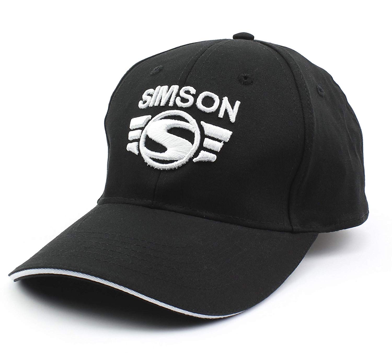 BISOMO Simson Base Cap schwarz weiß mit Simson Logo