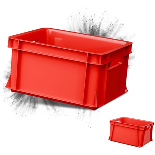 ARTECSIS 2er Set Kunststoffkiste Aufbewahrungsbox 29L Transport- und Lagerbox aus stabilem Kunststoff stapelbar, Rot