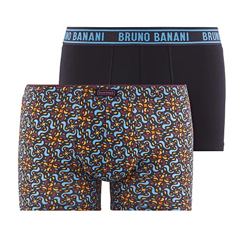 bruno banani Herren Shorts 2PACK LOCO schwarz // blau/orange Print S