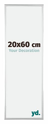 yd. Your Decoration - 20x60 cm - Bilderrahmen von Aluminium mit Acrylglas - Ausgezeichneter Qualität - Silber Hochglanz - Antireflex - Fotorahmen - Kent.