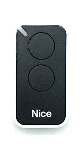 Nice Inti2 schwarze 2-Kanal-Funkfernbedienung, 433.92Mhz, Rolling-Code Kompatibel mit Flor-S, One, Flore und Inti Sendern.