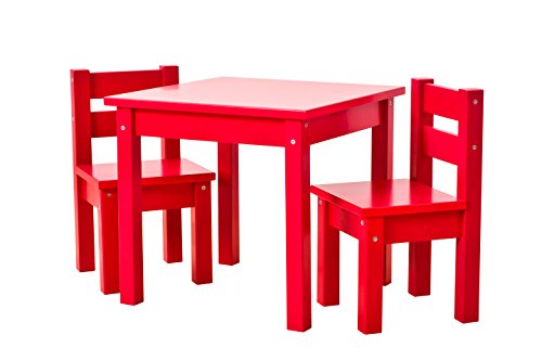 Hoppekids mit 1 Kindertisch und 2 Kinderstühle, teilmassiv sehr stabil, viele Farben, Holz, rot, 55 x 50 x 47 cm