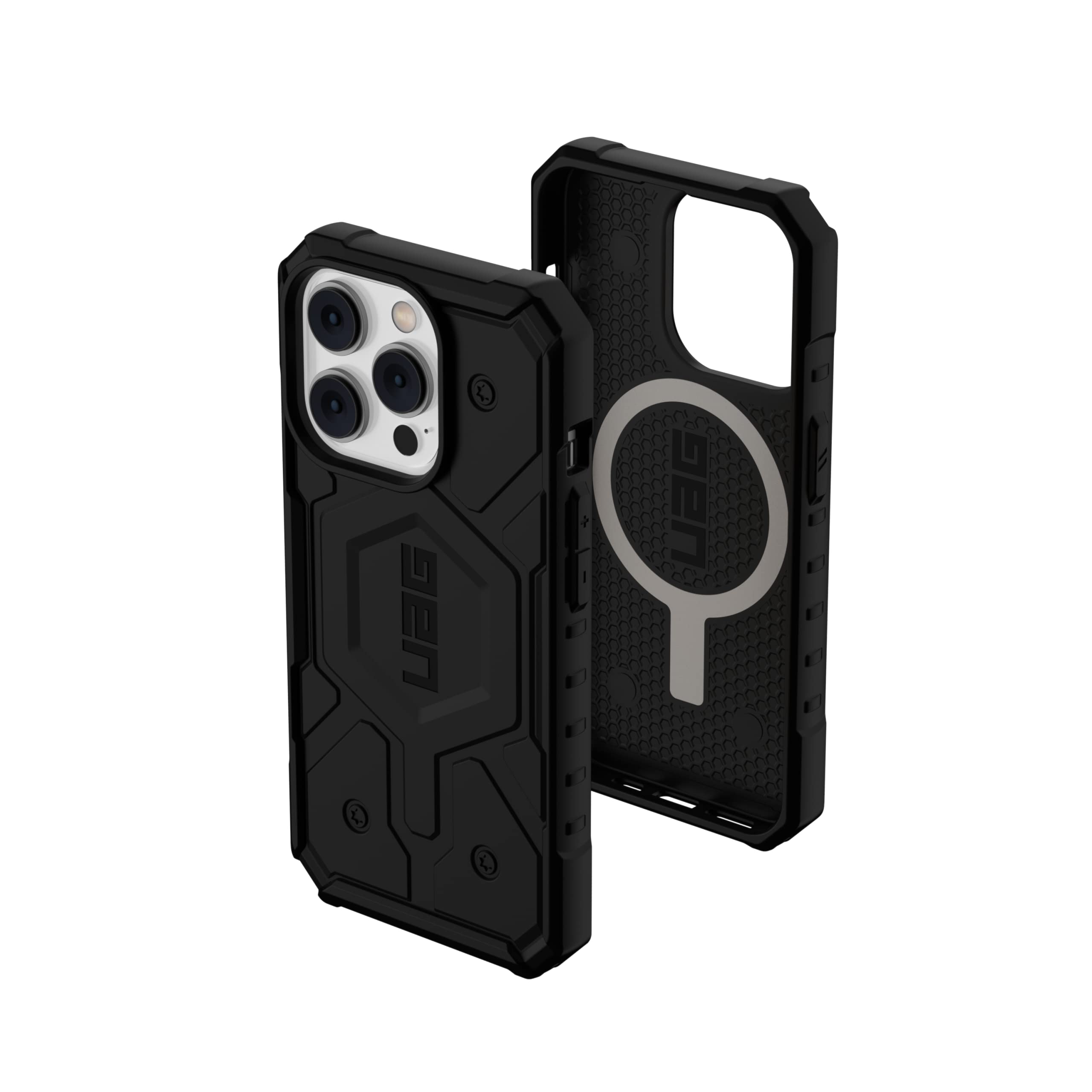 URBAN ARMOR GEAR Pathfinder Case kompatibel mit Apple iPhone 14 Pro [Wireless Charging/Magnetisches Aufladen kompatibel, Fallschutz nach Militärstandard] schwarz, 114054114040