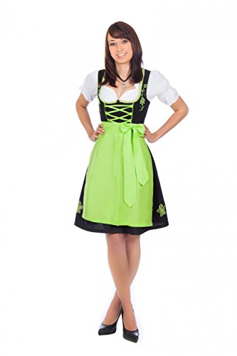 Bayerische Trachten-Dirndl Kleid 3-teilig mit Schürze + Bluse Farbe -Schwarz,40