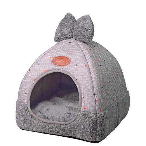 ANQI Haustier-Zelt Höhle Bett in Iglu 2-in-1 Faltbares gemütliches Schlafversteck mit abnehmbarem waschbarem Kissen für Katzen, Kaninchen, kleine Hunde und Ratten