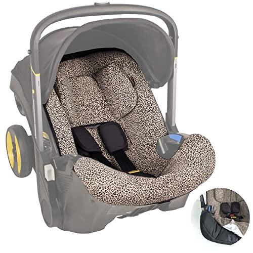UKJE Schützende Autositz-Kinderwagen-Abdeckung Kompatibel mit Doona Autositz - Baumwollbezug, Babyschalen-Einlage - Zubehör für Neugeborene Babyschale - Einfache Installation (Beiger Leopard)
