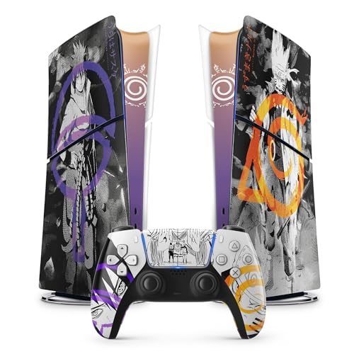 Aufkleber PS5 Slim Naruto, Aufkleber Playstation 5 Manga, Konsole und Controller, Slim Digital Edition, Skin Hokage PS5 (2 Controller)