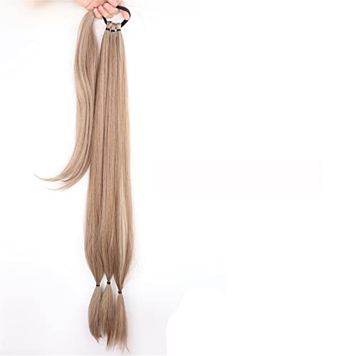 Pferdeschwanz-Verlängerung Synthetische lange geflochtene Pferdeschwanz-Haarverlängerungen 85 cm natürlicher blonder geflochtener Pferdeschwanz mit elastischem Haarband for Frauen Haarteil für Frauen