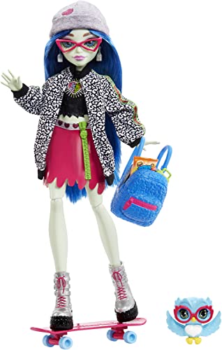 Monster High Ghoulia Yelps Puppe (25,7 cm) mit blauen Haaren, Haustier und Zubehör