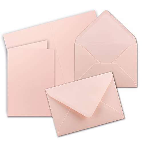 40x Faltkarten Set mit Brief-Umschlägen Rosa - DIN A6 / C6-14,8 x 10,5 cm - Premium Qualität - FarbenFroh® von Gustav NEUSER®