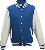 Just Hoods by AWDis Herren Jacke Varsity Jacket, Multicoloured (Royal Blue/White), XXL
