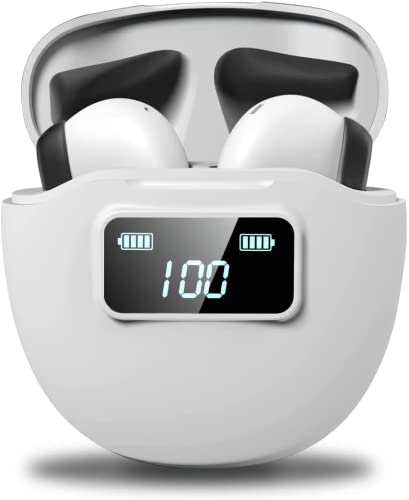 CedarTrap Wireless Earbuds Air 5P, überlegener Stereo-Sound, Bluetooth-Kopfhörer, In-Ear, LED-Display, kabellose Kopfhörer für iPhone und Android Weiß