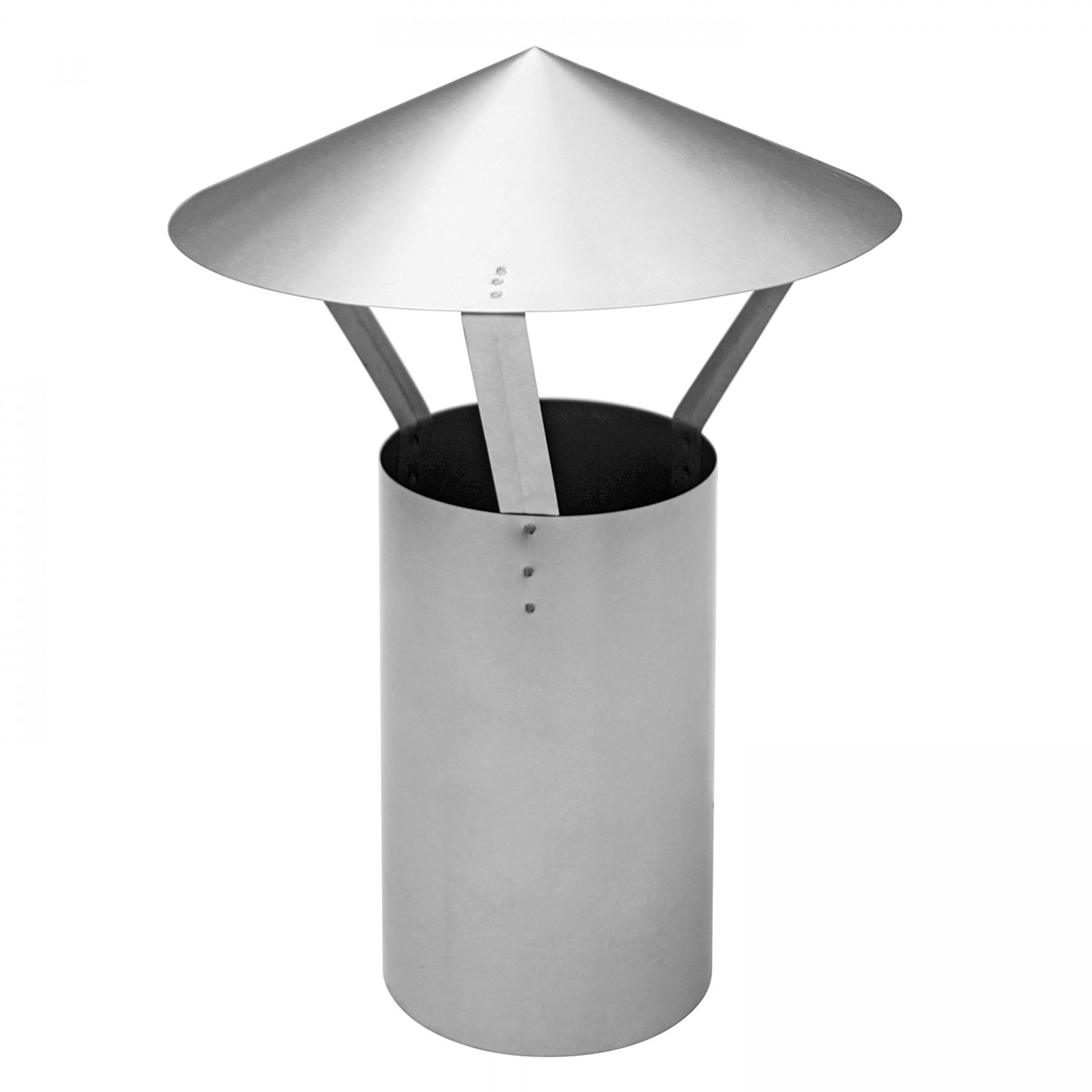 raik Ofenrohr/Rauchrohr-Stutzen 130 mm Durchmesser mit Regenhaube FAL 0,6 mm Stärke Blank 130110012