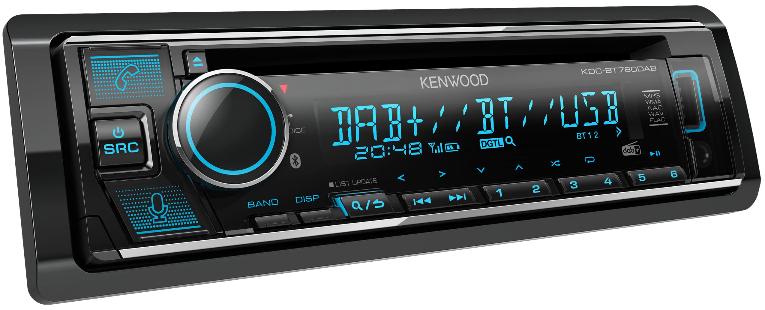 Kenwood KDC-BT760DAB CD-Autoradio mit DAB+ & Bluetooth Freisprecheinrichtung (USB, AUX-In, 2 x Pre-Out 2.5V, Amazon Alexa, Soundprozessor, 4x50 W, VAR. Beleuchtung, Antenne)
