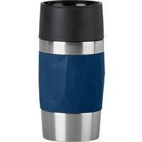 Emsa N21608 Travel Mug Compact Thermo-/Isolierbecher aus Edelstahl | 0,3 Liter | 3h heiß | 6h kalt | BPA-Frei | 100% dicht | auslaufsicher | spülmaschinengeeignet | 360°-Trinköffnung | Dunkelblau