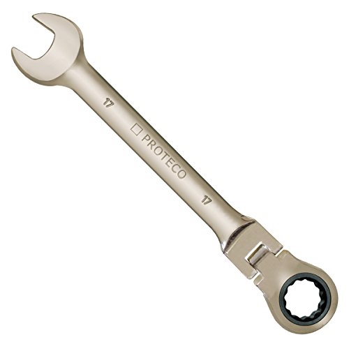 Proteco-Werkzeug Ringmaul Ratschenschlüssel Ratschenringschlüssel mit Gelenk CRV 72 Zähne feinverzahnt Groeßen bis SW 32 mm Schluesselweite 19mm