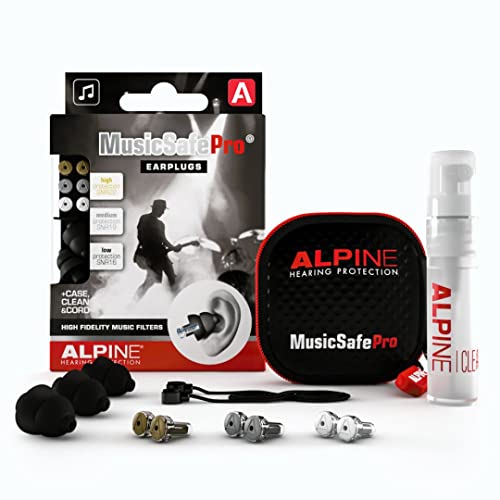 Alpine MusicSafe Pro Gehörschutz Ohrstöpsel für Musiker - Werte dein Musikerlebnis auf ohne Hörschäden zu riskieren - Drei austauschbare Filterstufen - Hypoallergenes und Wiederverwendbar - Schwarz