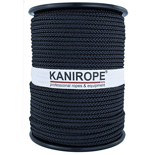 Kanirope® Polyesterseil Seil Polyester POLYBRAID 3mm 500m Schwarz geflochten