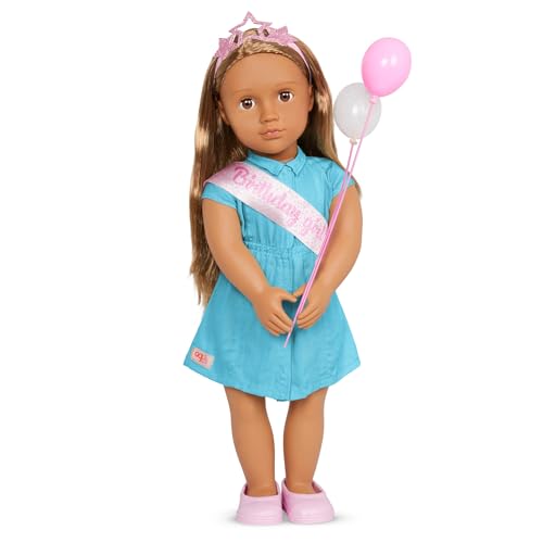 Our Generation – 46 cm Puppe – Blondes Haar & braune Augen – Zubehör für Geburtstagsfeiern – Rollenspiel – Spielzeug für Kinder ab 3 Jahren – Anita