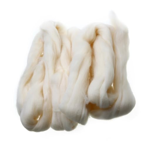 100g cremeweiße Wollfaser Nadelfilzwolle Tops Roving Spinnen Weben for handgemachte DIY Handwerk Puppe Filzwolle