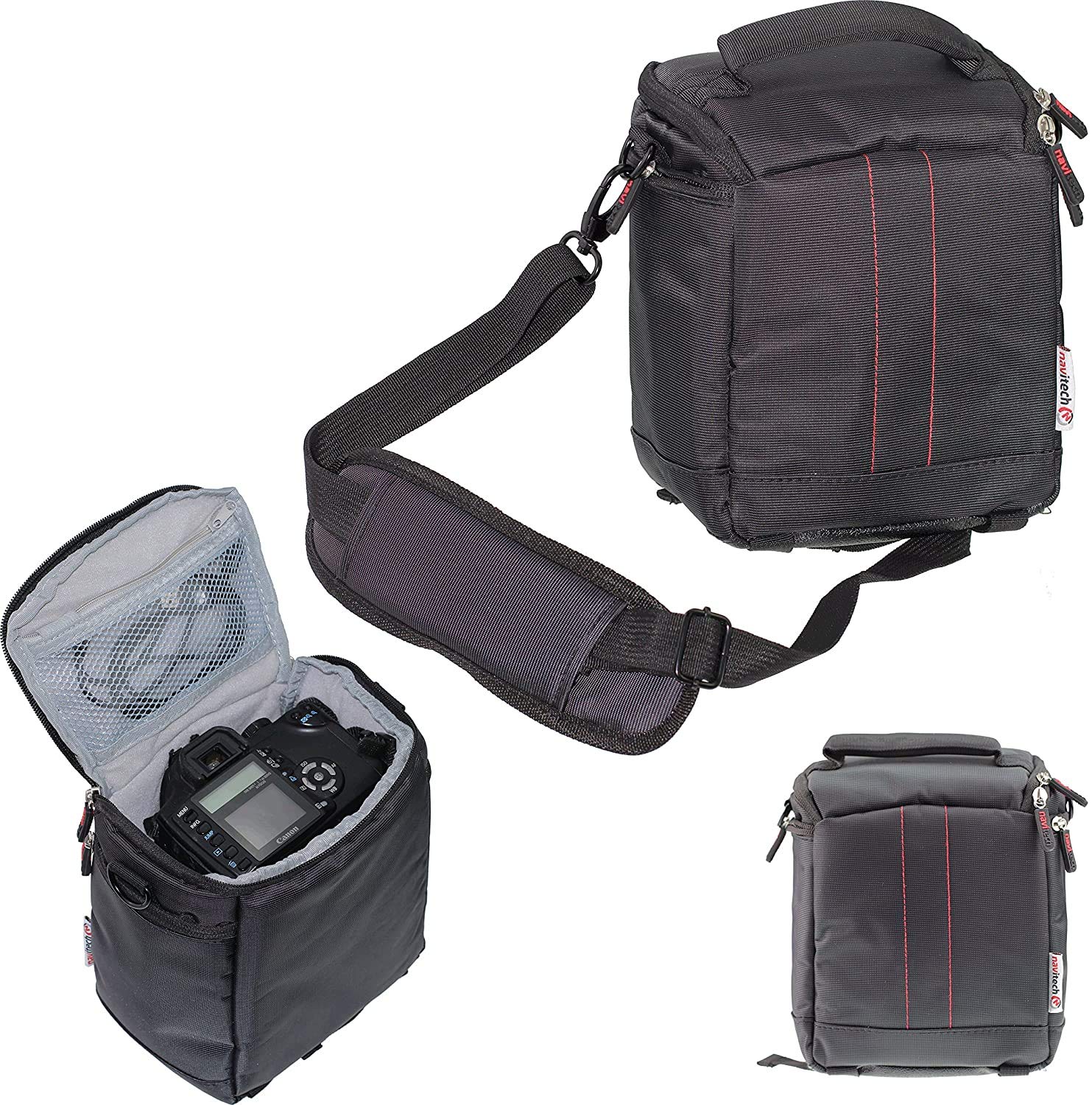 Navitech Spiegelreflexkamera-Tasche, kompatibel mit Canon EOS 250 D Kamera, Schwarz, Schwarz , Einheitsgröße, Kameratasche