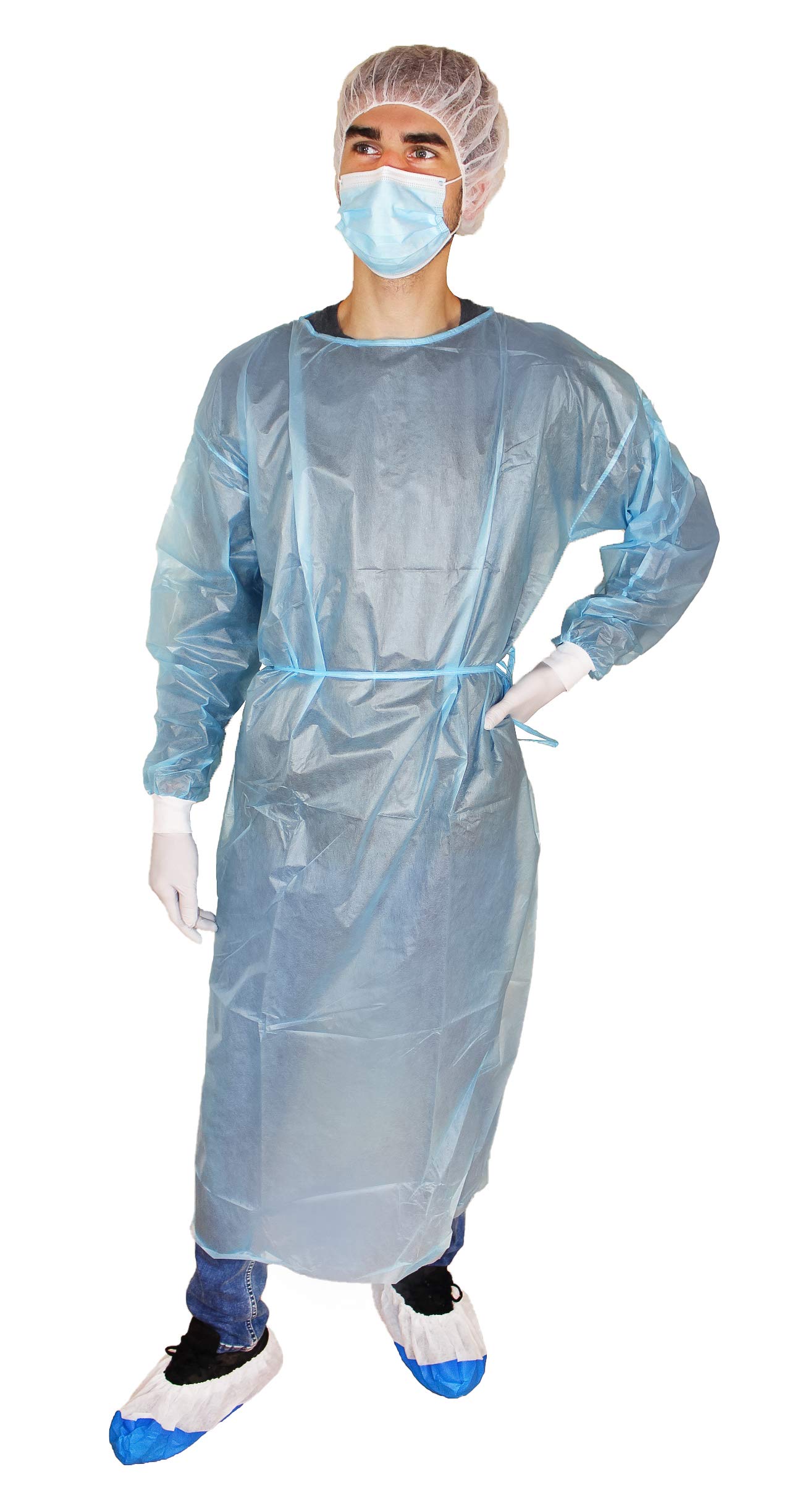 Medi-Inn PP-Schutzkittel mit PE-Vollbeschichtung und Trikotbündchen blau Größe XXL: 150 x 170 cm (10 Stück)