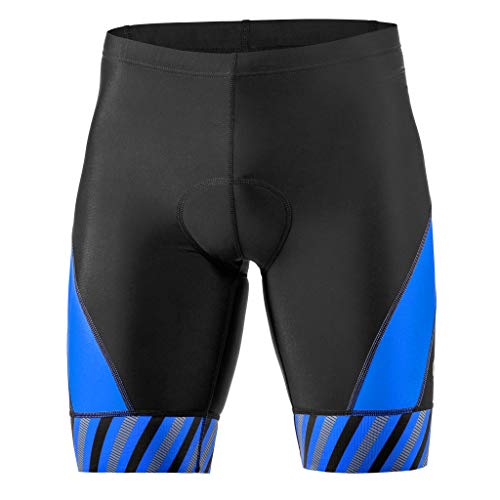 SLS3 Triathlon Hose Herren | 1 Tasche mit Reißverschluss | FX Z Tri Shorts | Gepolstert Schwarz (Black/Blue Stripes, L)