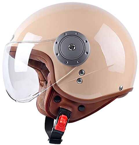 Motorradhelm mit offenem Gesicht 3/4-Jet-helm HD-Visier in W-Form ECE-zertifizierter leichter halbbedeckender Schutzhelm für Herren Damen herausnehmbares Futter Ohrmuscheln G,54-61CM