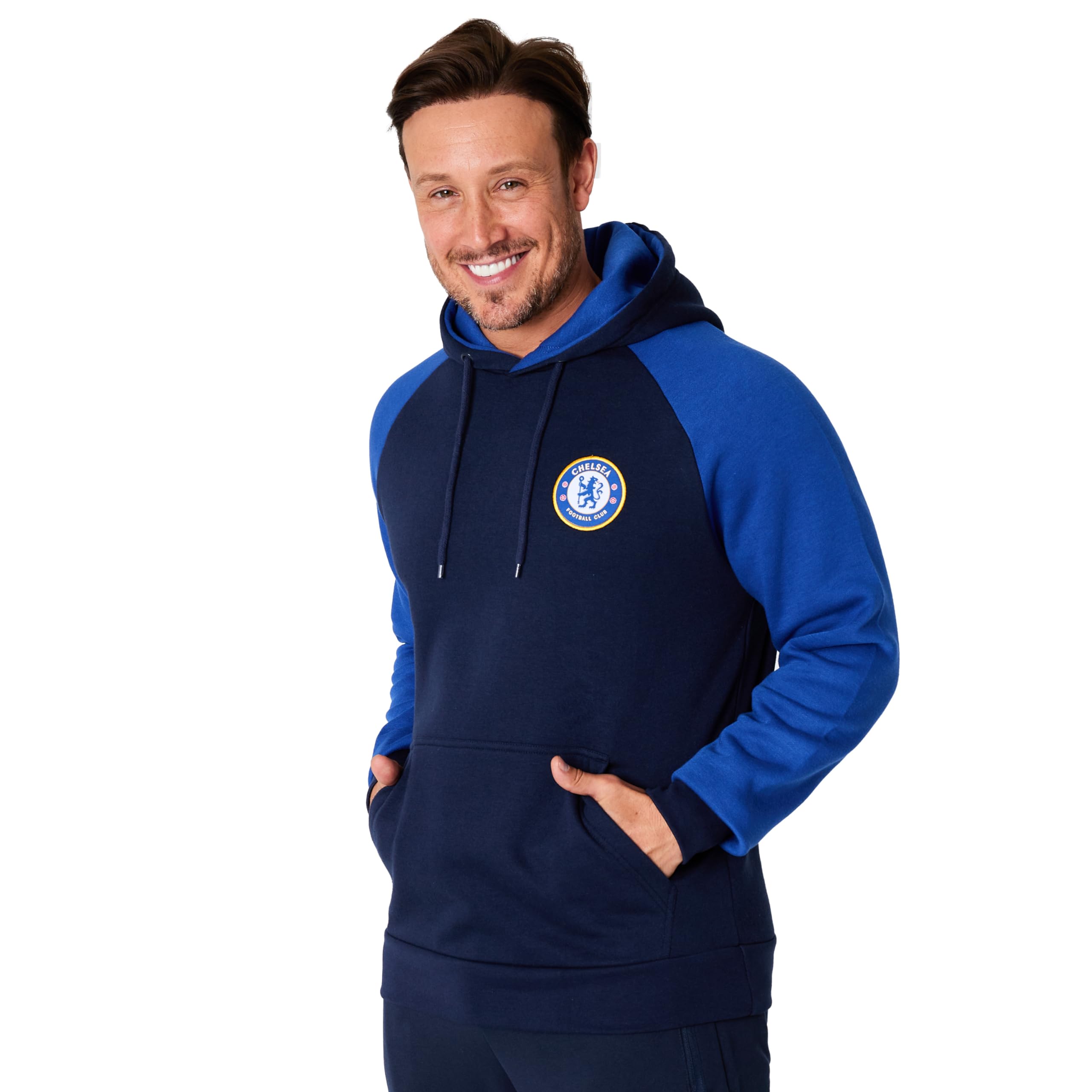 Chelsea FC Hoodie Herren, Kapuzenpullover Herren mit Vordertasche - Fussball Geschenke Männer (Dunkelblau, 3XL)