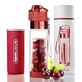 Mami-Wata water bottle with fruit insert - Beautiful gift box - Unique stylish design - recipe eBook for water enriched with fruit and insulating cover - approx. 700 ml, Caliente