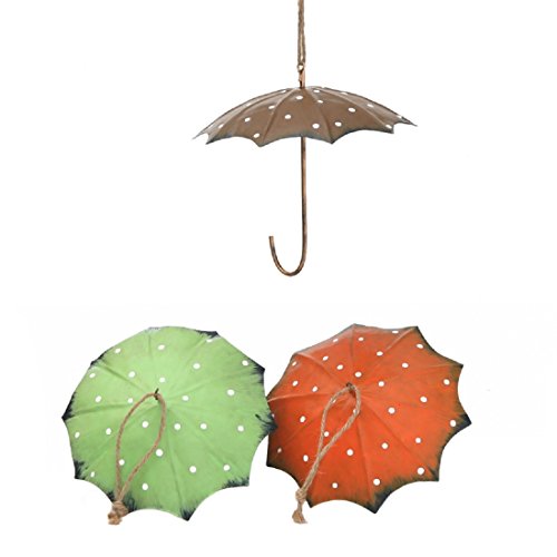 Dio Meisenknödel-Halter Regenschirm Metall 3 Farben grün orange braun mit weißen Punkten Preis für 3 Stück