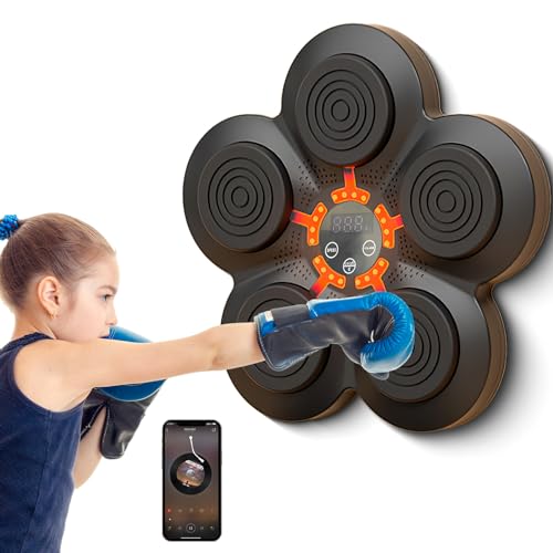 Fulluky Music Boxing Machine, Music Electronic Boxing, Wall Target Boxing Machine, with 6 Lights and Bluetooth Sensor, Boxing Training Devices with Boxing Gloves