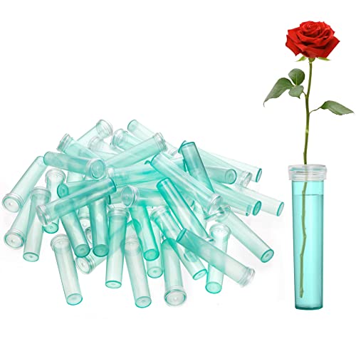 WANGCL 100 Stück 7,1 cm Blumen-Wasserröhren, klare Kunststoff-Blumen-Wasserröhren, Wasserschläuche für Blumen, Rosen, Blumen, Wasserfläschchen mit Gummideckel