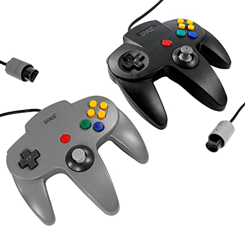 Eaxus® Controller geeignet für N64 - Gamepad kompatibel mit Nintendo 64 Konsole, Schwarz + Grau