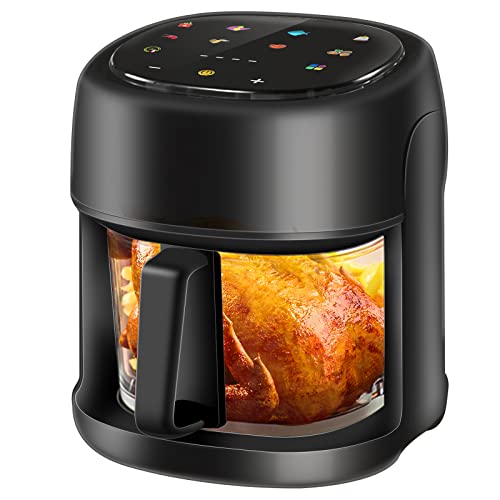 Luftfritteuse ölloser Ofen mit 8 Voreinstellungen schnelle Luftzirkulation, 4,5 l Fassungsvermögen, LED-Touch-Steuerung, sichtbare Kochluftfritteusen, Schwarz