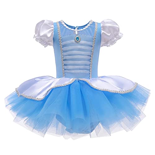 Lito Angels Prinzessin Cinderella Ballerina Kostüm Balletttrikot mit Tutu Kleid für Kinder Mädchen, Fancy Dance Wear Outfit Alter 6-7 Jahre, Blau
