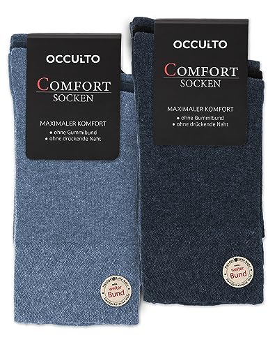 Occulto Herren Komfort Socken ohne Gummi & Naht 10er Pack (Modell: Philipp) 4 X Schwarz 3 X Navy 3 X Blau 39-42