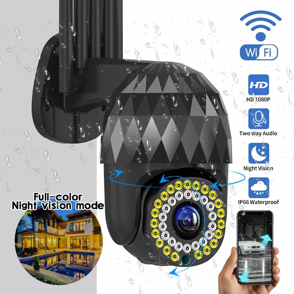 Guudgo 1080P 39 LED 5 XZOOM Outdoor PTZ IP Schwarz Kamera Zwei-Wege Audio Wifi Kamera Auto Wasserdichte Nachtsicht CCTV