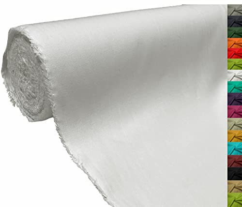 A-Express 100% Baumwolle Segeltuch Stoff Canvas Material Kleiderstoff Tuch Vorhänge Tasche 145cm 57" Breit 250GSM Meterware - 2 Meter 200cm x 145cm Weiß
