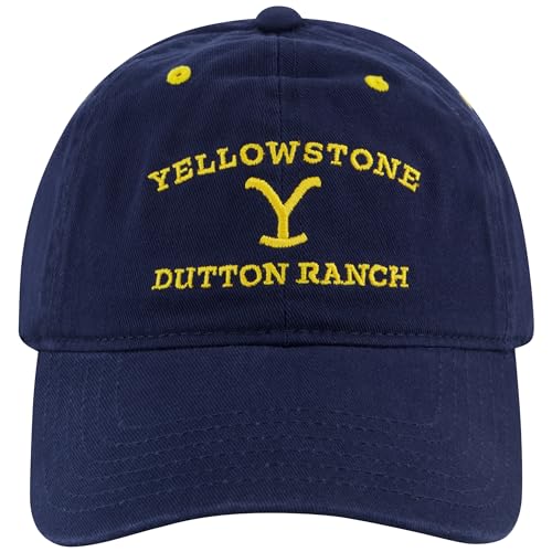 Concept One Unisex-Erwachsene Yellowstone Dad-Mütze, Dutton Ranch, Baumwolle, verstellbar, mit gebogener Krempe Baseballkappe, Marineblau, Einheitsgre