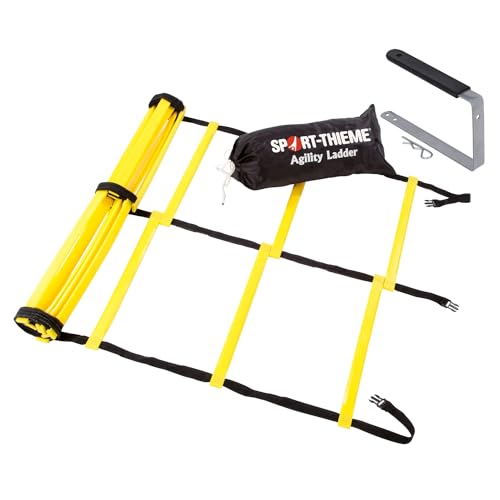 Sport-Thieme Koordinationsleiter Agility | 8 m Doppel-Leiter | 40 Sprossen | Sprossenbreite: 40 cm | schwarz/gelb | hochwertiges Gewebe | Inkl. Transporttasche | Gewicht: 1,5 kg