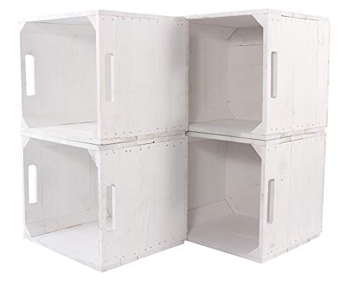 6X Vintage-Möbel 24 Neue weiße Kiste für IKEA Kallax Regal Expedit 33cm x 37,5cm x 32,5cm Einsatz Aufbewahrungsbox Obstkisten Weinkiste Aufbewahrungskisten Regal Holz Kiste klassisch