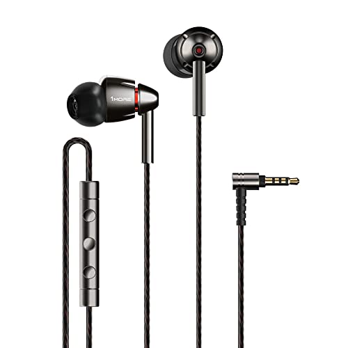 1MORE Dual Driver In-Ear Kopfhörer (Hi-Res Audio, In-line Fernbedienung, integriertes Mikrofon) für iPhone und Android Geräte - E1017, Schwarz