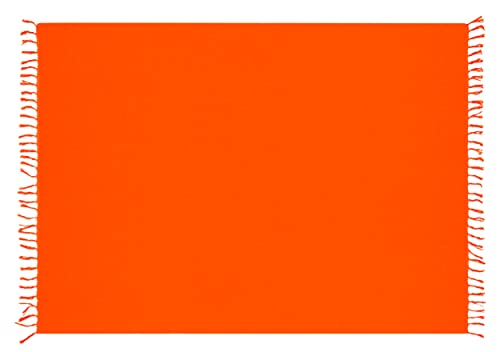 Ciffre Pareo Sarong Tuch Damen Herren - Wickelrock Strand - Strandtuch Blickdicht als Wickeltuch oder Handtuchkleid und Wickelkleid Unisex Frauen und Männer - mit Schnalle einfarbig Orange
