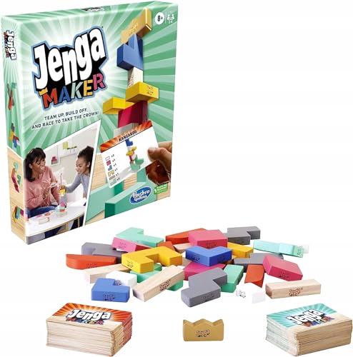 Jenga Maker Holzblöcke Stapelturm Spiel für Kinder ab 8 Jahren, Spiel für 2-6 Spieler