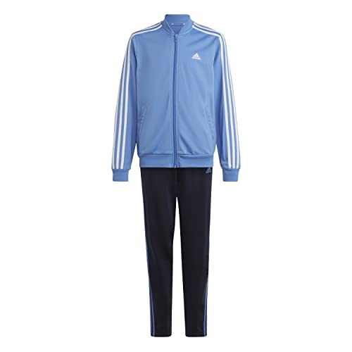adidas Mädchen Tracksuit G 3S Ts, Top:Blue Fusion Met./White Bottom:Legend Ink F17/Blue Fusion S23, IC0114, 170