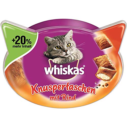 whiskas Knuspertaschen mit Rind | 6X 72g Katzensnack